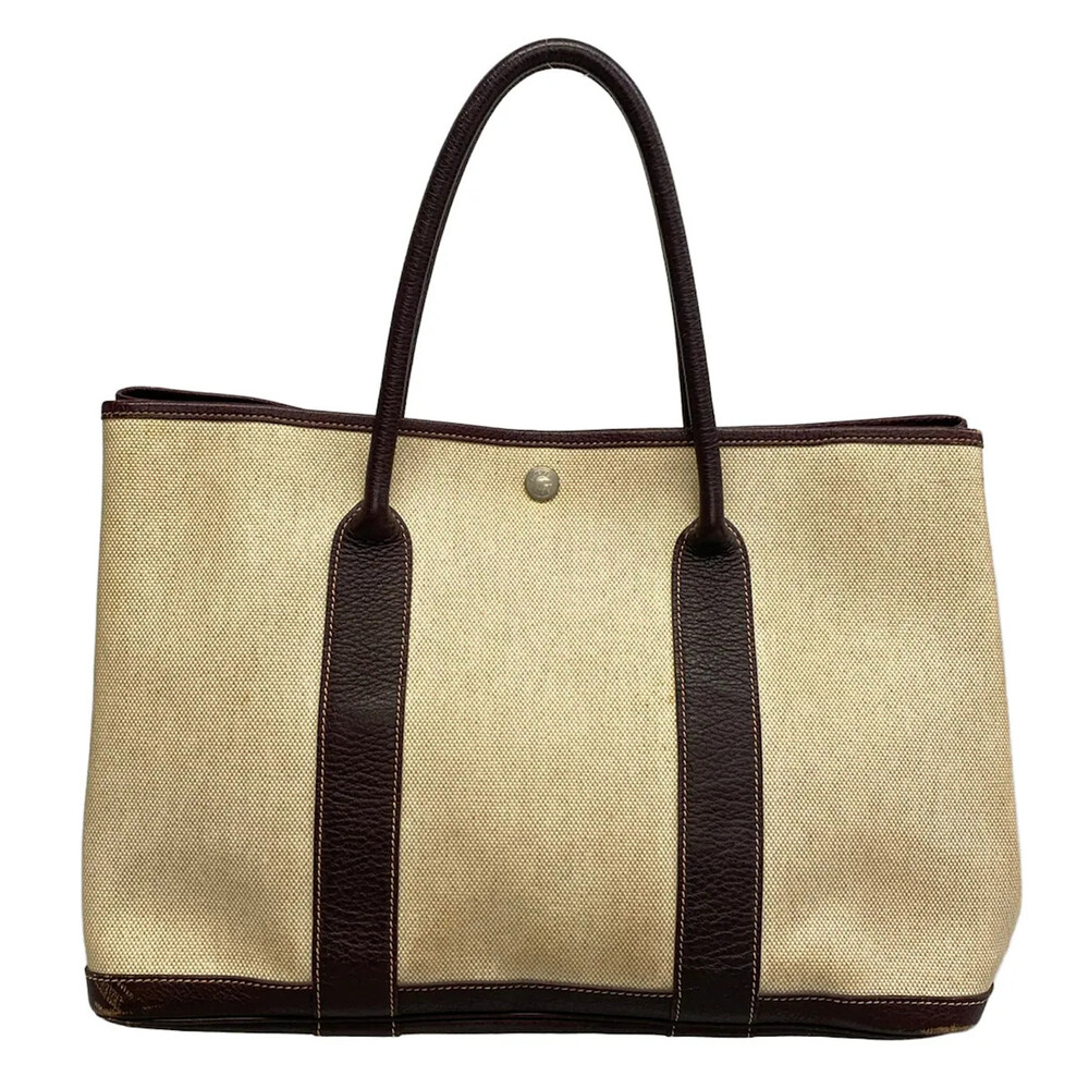 Hermes Garden Party Pm Beige Dark Brown #363407H14B